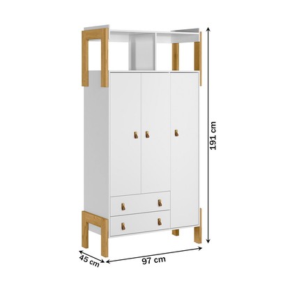 Guarda-Roupa Infantil Fantasia 3 Portas 2 Gavetas Branco - Qmovi