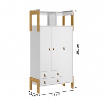 Guarda-Roupa Infantil Fantasia 3 Portas 2 Gavetas Branco - Qmovi