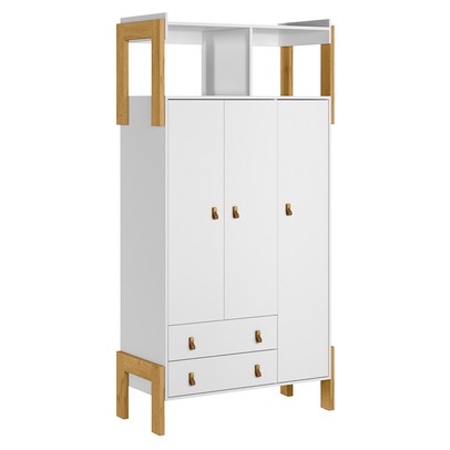Guarda-Roupa Infantil Fantasia 3 Portas 2 Gavetas Branco - Qmovi