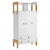 Guarda-Roupa Infantil Fantasia 3 Portas 2 Gavetas Branco - Qmovi