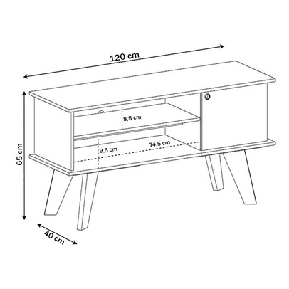 Sala de Estar Completa Frank 1 Porta 2 Prateleiras Pinho/Off White - Panorama Móveis