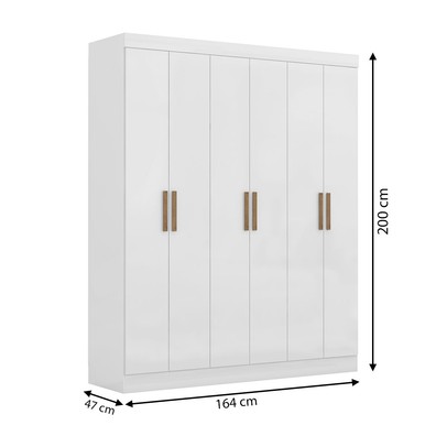 Guarda-Roupa Casal Holanda 6 Portas 2 Gavetas Branco - Maxel