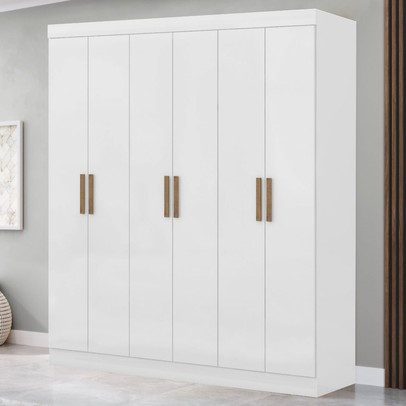 Guarda-Roupa Casal Holanda 6 Portas 2 Gavetas Branco - Maxel