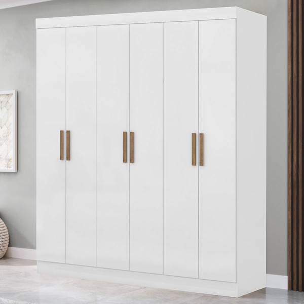 Guarda-Roupa Casal Holanda 6 Portas 2 Gavetas Branco - Maxel
