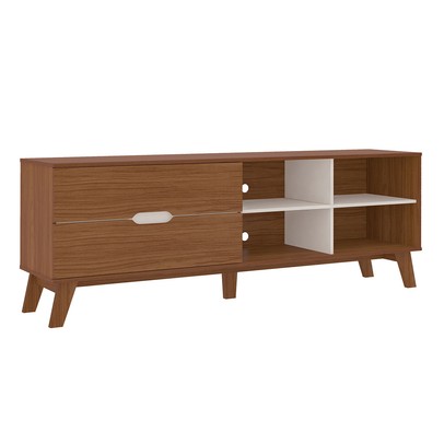 Sala de Estar Completa Verona 2 Gavetas 4 Prateleiras Cedro/Off White - Panorama Móveis