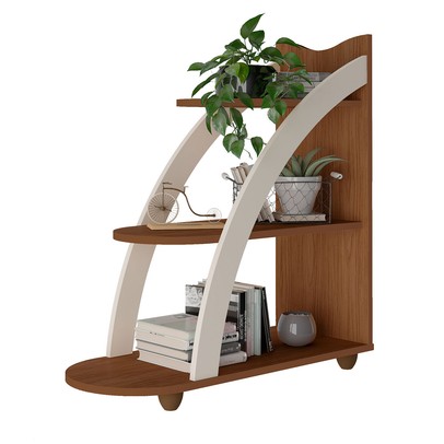 Sala de Estar Completa Verona 2 Gavetas 4 Prateleiras Cedro/Off White - Panorama Móveis