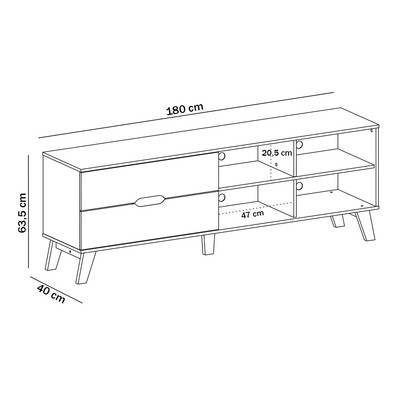 Sala de Estar Completa Verona 2 Gavetas 4 Prateleiras Cedro/Off White - Panorama Móveis