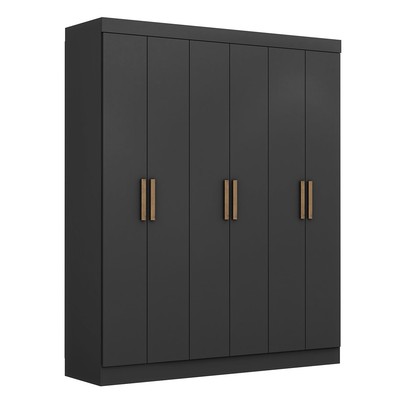 Guarda-Roupa Casal Holanda 6 Portas 2 Gavetas Preto - Maxel
