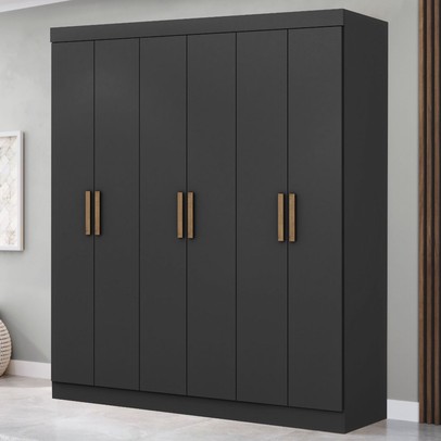 Guarda-Roupa Casal Holanda 6 Portas 2 Gavetas Preto - Maxel