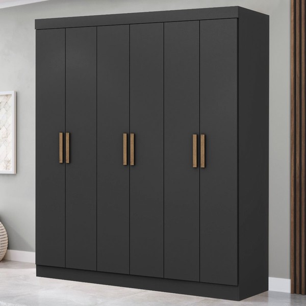 Guarda-Roupa Casal Holanda 6 Portas 2 Gavetas Preto - Maxel