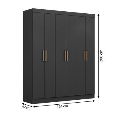 Guarda-Roupa Casal Holanda 6 Portas 2 Gavetas Preto - Maxel