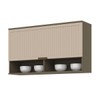 Armário Aéreo Cozinha 120 Cm Connect 1 Porta Ripado Duna/Cristal - Henn