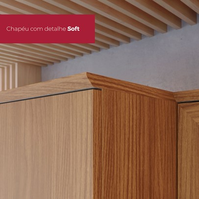 Armário Aéreo Cozinha 120 Cm Requinte 2 Portas Ripado com Vidro Nature - Henn