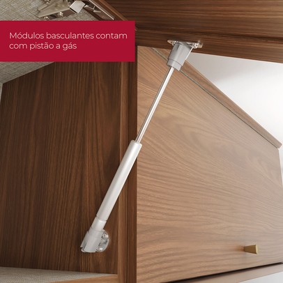 Armário Aéreo Cozinha 120 Cm Requinte 2 Portas Ripado com Vidro Nature - Henn