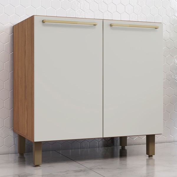 Balcão de Cozinha 80 Cm Requinte 2 Portas 1 Prateleira Nature/Areia Hp - Henn