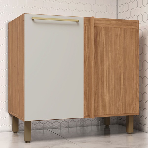 Balcão de Cozinha de Canto Requinte 1 Porta 1 Prateleira Nature/Areia Hp - Henn