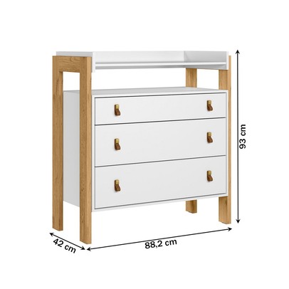 Cômoda Infantil Fantasia 3 Gavetas 1 Prateleira Branco Acetinado - Qmovi