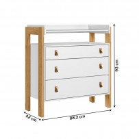 Cômoda Infantil Fantasia 3 Gavetas 1 Prateleira Branco Acetinado - Qmovi