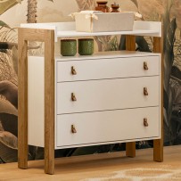 Cômoda Infantil Fantasia 3 Gavetas 1 Prateleira Branco Acetinado - Qmovi