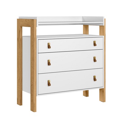 Cômoda Infantil Fantasia 3 Gavetas 1 Prateleira Branco Acetinado - Qmovi