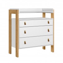 Cômoda Infantil Fantasia 3 Gavetas 1 Prateleira Branco Acetinado - Qmovi