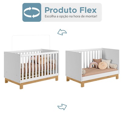 Berço Mini Cama 2 em 1 Q Encanto Branco Acetinado - Qmovi