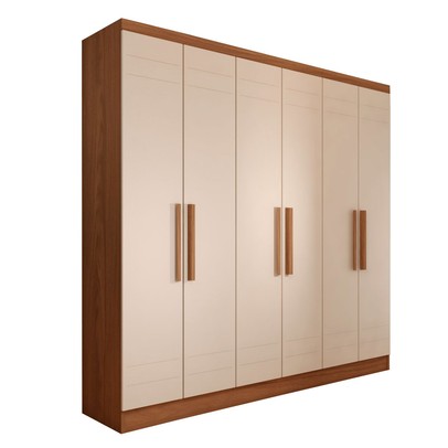Guarda-Roupa Solteiro Luxemburgo 6 Portas 2 Gavetas Nature/Off White - Panorama Móveis