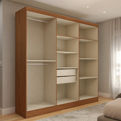 Guarda-Roupa Solteiro Luxemburgo 6 Portas 2 Gavetas Nature/Off White - Panorama Móveis