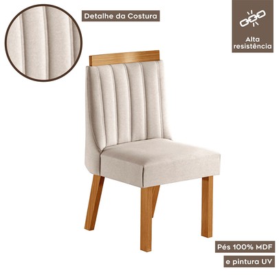 Cadeiras Kit 6 Cadeiras Lisboa Cinamomo/Suede Creme - Lj Móveis