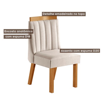 Cadeiras Kit 6 Cadeiras Lisboa Cinamomo/Suede Creme - Lj Móveis