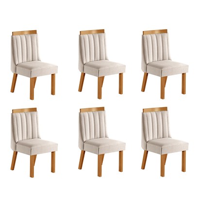 Cadeiras Kit 6 Cadeiras Lisboa Cinamomo/Suede Creme - Lj Móveis