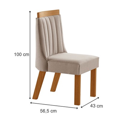 Cadeiras Kit 6 Cadeiras Lisboa Cinamomo/Linho Bege  - Lj Móveis