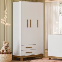 Guarda-Roupa Infantil Q Encanto 3 Portas 2 Gavetas Branco Acetinado - Qmovi