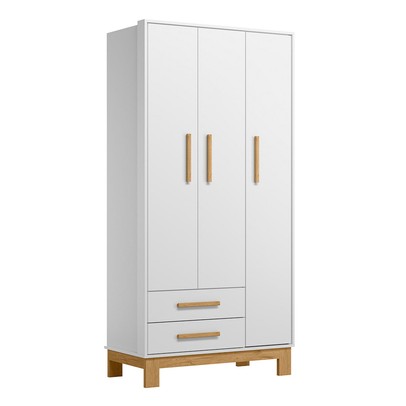 Guarda-Roupa Infantil Q Encanto 3 Portas 2 Gavetas Branco Acetinado - Qmovi