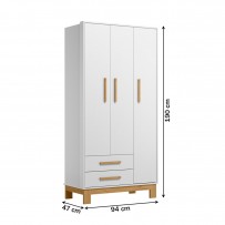 Guarda-Roupa Infantil Q Encanto 3 Portas 2 Gavetas Branco Acetinado - Qmovi