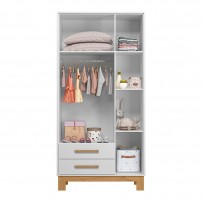 Guarda-Roupa Infantil Q Encanto 3 Portas 2 Gavetas Branco Acetinado - Qmovi
