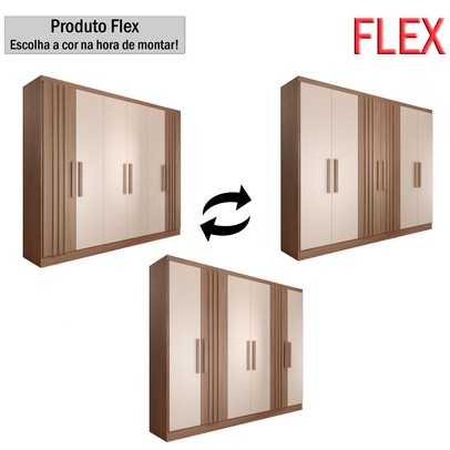 Guarda-Roupa Casal Hungria 6 Portas 3 Gavetas Nature/Off White - Panorama Móveis
