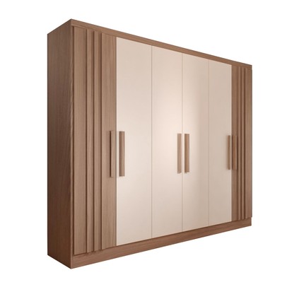 Guarda-Roupa Casal Hungria 6 Portas 3 Gavetas Nature/Off White - Panorama Móveis