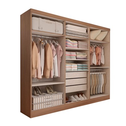 Guarda-Roupa Casal Hungria 6 Portas 3 Gavetas Nature/Off White - Panorama Móveis