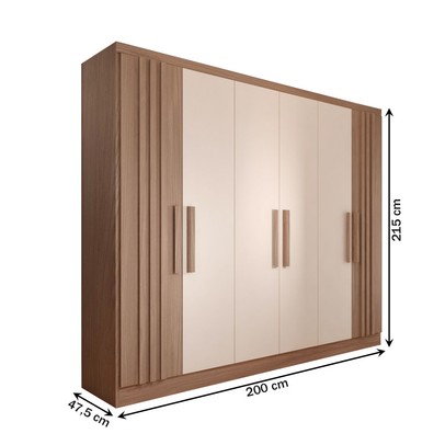 Guarda-Roupa Casal Hungria 6 Portas 3 Gavetas Nature/Off White - Panorama Móveis