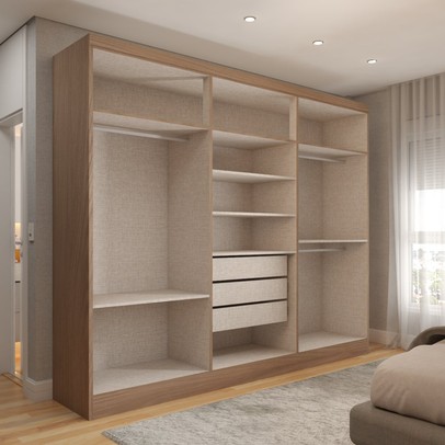 Guarda-Roupa Casal Hungria 6 Portas 3 Gavetas Nature/Off White - Panorama Móveis