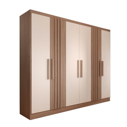 Guarda-Roupa Casal Hungria 6 Portas 3 Gavetas Nature/Off White - Panorama Móveis
