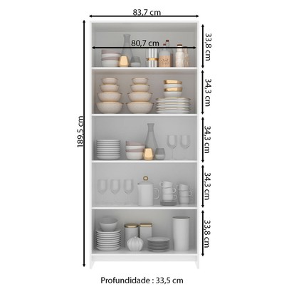 Paneleiro 2 Portas 4 Prateleiras Branco - Decibal