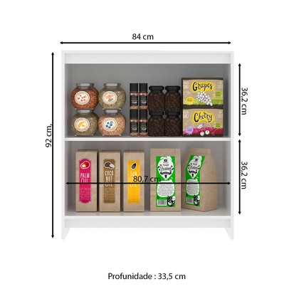 Balcão de Cozinha 84 Cm 2 Portas 1 Prateleira Branco - Decibal