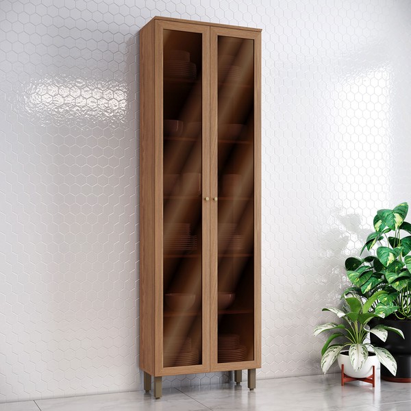 Cristaleira Requinte 2 Portas 5 Prateleiras Nature - Henn