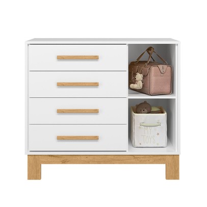Cômoda Infantil Q Encanto 1 Porta 4 Gavetas Branco Acetinado - Qmovi