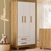 Guarda-Roupa Infantil Q Encanto 3 Portas 2 Gavetas Freijó/ Branco Acetinado - Qmovi