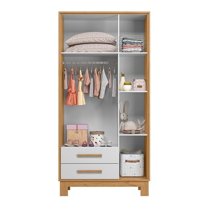 Guarda-Roupa Infantil Q Encanto 3 Portas 2 Gavetas Freijó/ Branco Acetinado - Qmovi