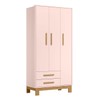 Guarda-Roupa Infantil Q Encanto 3 Portas 2 Gavetas Rosa - Qmovi