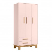 Guarda-Roupa Infantil Q Encanto 3 Portas 2 Gavetas Rosa - Qmovi